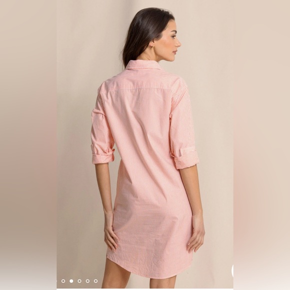 Southern Tide Cam Stripe Poplin Dress in Peach Parfait - Picture 5 of 13